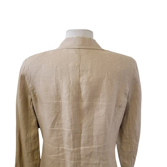 Apostrophe 100% Linen 3 Button Front Oversized Blazer Jacket Natural Fibers - Picture 4 of 9